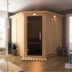 Sauna traditionnel d'angle JARIN 5 à 6 places 68mm KARIBU