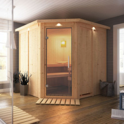 Sauna traditionnel d'angle JARIN 5 à 6 places 68mm KARIBU