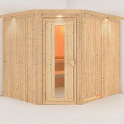 Sauna traditionnel d'angle MALIN 5 à 6 places 68mm KARIBU