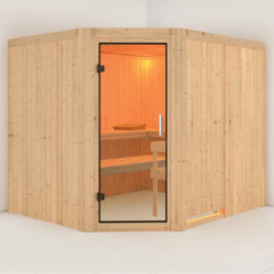 Sauna traditionnel d'angle MALIN 5 à 6 places 68mm KARIBU