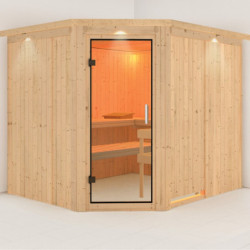 Sauna traditionnel d'angle MALIN 5 à 6 places 68mm KARIBU