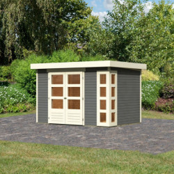Abri de jardin en bois massif gris terre 6,55m² Kerko 4 – Karibu