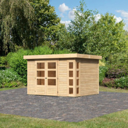 Abri de jardin en bois massif 7,43m² Kerko 5 – Karibu 