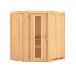 Sauna traditionnel d’angle Tonja Plug &Play - 3 à 4 places 68mm KARIBU