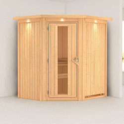 Sauna traditionnel d’angle Tonja Plug &Play - 3 à 4 places 68mm KARIBU