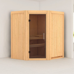 Sauna traditionnel d’angle Tonja Plug &Play - 3 à 4 places 68mm KARIBU