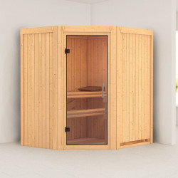 Sauna traditionnel d’angle Tonja Plug &Play - 3 à 4 places 68mm KARIBU