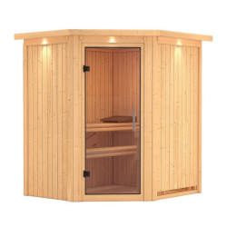 Sauna traditionnel d’angle Tonja Plug &Play - 3 à 4 places 68mm KARIBU
