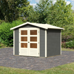 Abri de jardin en bois massif gris terre 4,57m² Amberg 3 – Karibu 