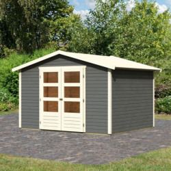 Abri de jardin en bois massif gris terre 6,05m² Amberg 4 – Karibu 