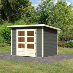Abri de jardin en bois massif gris terre 4,57m² Stockach 3 – Karibu 