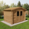 Abri en bois massif 6m² PRIMO 28mm traité teinté marron Gardy Shelter