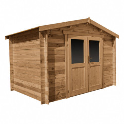 Abri en bois massif 6m² PRIMO 28mm traité teinté marron Gardy Shelter