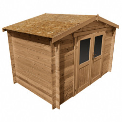 Abri en bois massif 6m² PRIMO 28mm traité teinté marron Gardy Shelter
