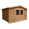 Abri en bois massif 9m² PRIMO 28mm traité teinté marron Gardy Shelter