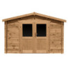 Abri en bois massif 9m² PRIMO 28mm traité teinté marron Gardy Shelter
