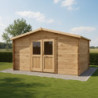 Abri en bois massif 12m² PRIMO 28mm traité teinté marron Gardy Shelter