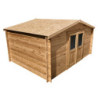 Abri en bois massif 12m² PRIMO 28mm traité teinté marron Gardy Shelter