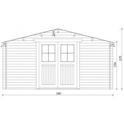Abri en bois massif 16m² PRIMO 28mm traité teinté marron Gardy Shelter