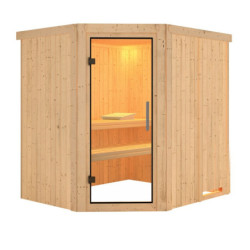 Sauna traditionnel d’angle Lilja Plug &Play - 4 à 6 places 68mm KARIBU