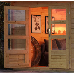 Abri de jardin en bois massif 11,49m² Bastrup 8 avec appentis 200cm – Karibu 