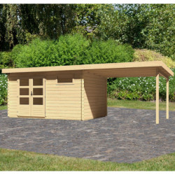 Abri de jardin en bois massif 11,49m² Bastrup 8 avec appentis 300cm – Karibu 