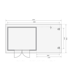 Abri de jardin en bois massif 10,60m² Bastrup 7 avec appentis 300cm et paroi arrière – Karibu 