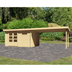 Abri de jardin en bois massif 11,49m² Bastrup 8 avec appentis 400cm – Karibu 