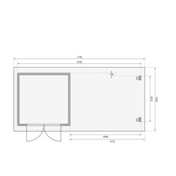 Abri de jardin en bois massif 8,82m² Bastrup 5 avec appentis 400cm et paroi arrière – Karibu 