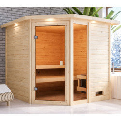 Sauna traditionnel d’angle Tabea - 2 à 3 places 38mm KARIBU