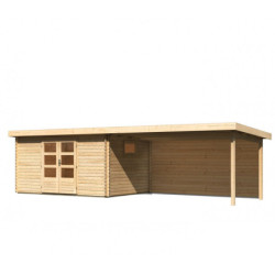 Abri de jardin 11,49m² en bois massif 40mm Trittau 5 avec appentis 440cm et paroi arrière – Karibu 