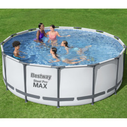 Piscine tubulaire ronde Steel Pro MAX™ 396x122cm avec filtre à cartouche Flowclear™ - Bestway