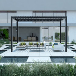 Pergola bioclimatique autoportante en aluminium anthracite 3x3m - X-METAL