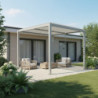 Pergola bioclimatique autoportante en aluminium gris clair 3x3m - X-METAL