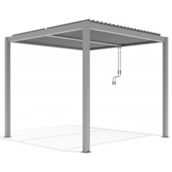 Pergola bioclimatique autoportante en aluminium gris clair 3x3m - X-METAL