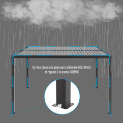 Pergola bioclimatique autoportante en aluminium gris clair 3x3m - X-METAL