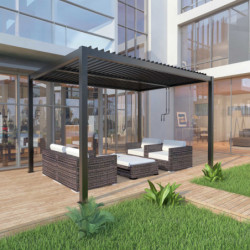 Pergola bioclimatique autoportante en aluminium anthracite 4x3m - X-METAL