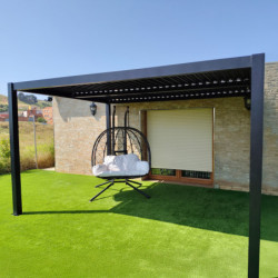Pergola bioclimatique autoportante en aluminium anthracite 4x3m - X-METAL
