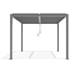 Pergola bioclimatique autoportante en aluminium gris clair 4x3m - X-METAL