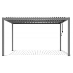 Pergola bioclimatique autoportante en aluminium gris clair 4x3m - X-METAL
