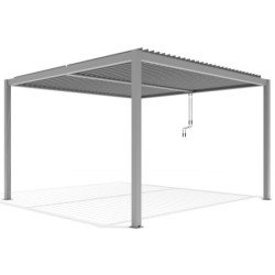 Pergola bioclimatique autoportante en aluminium gris clair 4x4m - X-METAL