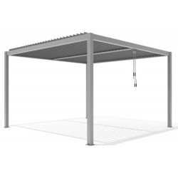 Pergola bioclimatique autoportante en aluminium gris clair 4x4m - X-METAL
