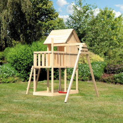 Cabane sur pilotis en épicéa naturel Frieda avec une balançoire - Karibu