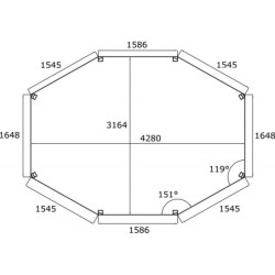 Pavillon de jardin octogonal 11,49m² en bois traité autoclave avec balustrades - SOLID