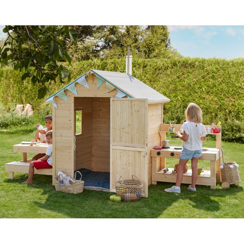 Cabane de jeux en bois BLANCHE 302x130x162cm – SOULET