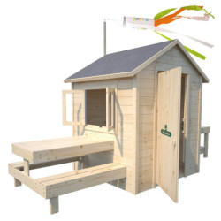 Cabane de jeux en bois BLANCHE 302x130x162cm – SOULET