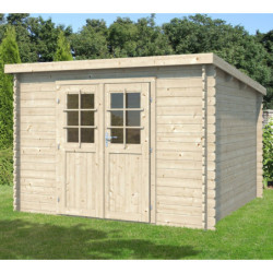 Abri de jardin en bois massif 9m² toit plat - madriers 28mm - Eden