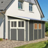 Abri de jardin adossé en bois gris terre 8,27m² Bomlitz 4 - Karibu