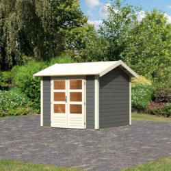 Abri de jardin en bois massif gris terre 5,95m² Theres 3 – Karibu