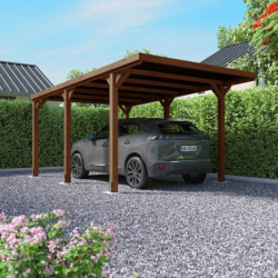 Carport simple en bois PEFC autoclave marron 16,5m² Victor - Cerland